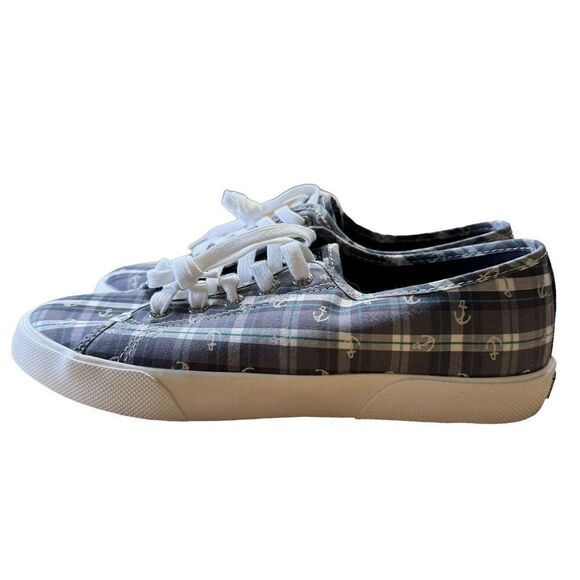 Sperry Women's Top-Sider Pier View Anchor Gray Plaid Sz 8 Nautical Sneakers - Picture 4 of 9